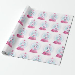 Kerstmis - Unicorn Snow Wereldbol Cute Wrapping Cadeaupapier
