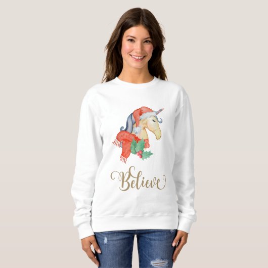 Kerstmis Unicorn Sweatshirt (Voorkant volledig)