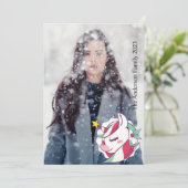 Kerstmis Unicorn Voeg je eigen foto-feestdag Kaart (Staand voorkant)