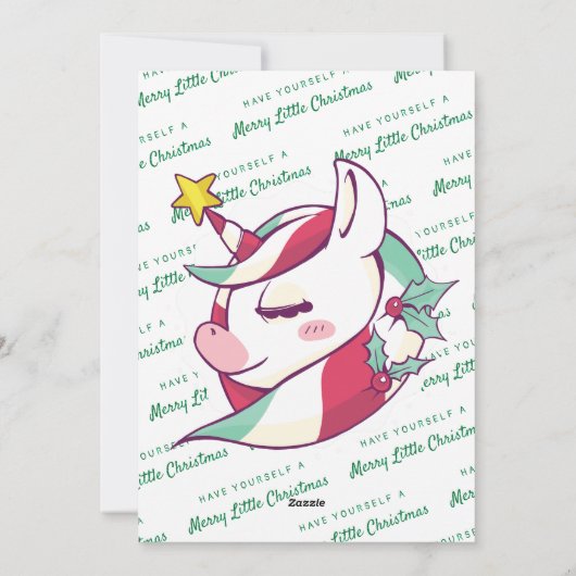 Kerstmis Unicorn Voeg je eigen foto-feestdag Kaart (Achterkant)