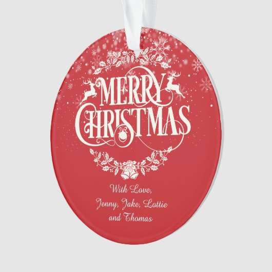 Kerstmis - Uw gezin - Definitiefeestdag Ornament (voorkant)