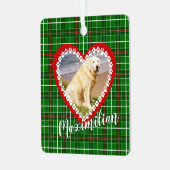 Kerstmis uw huisdier foto rood groen metalen ornament (Voorkant links)