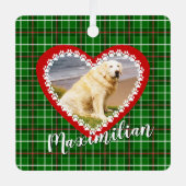 Kerstmis uw huisdier foto rood groen metalen ornament (Voorkant)