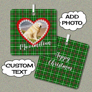 Kerstmis uw huisdier foto rood groen metalen ornament