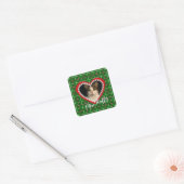 Kerstmis uw huisdier foto rood groen vierkante sticker (Envelop)