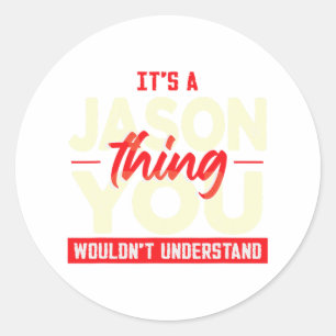 Kerstmis Vaders Dag Verjaardag Naam Jason Ronde Sticker