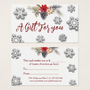 Kerstmis/vakantie botanische gift certificaat visitekaartje