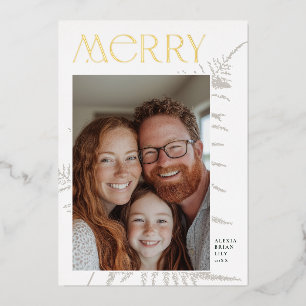 Kerstmis Vakantie Fotokaart Folie Uitnodiging