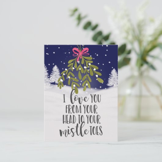 kerstmis vakantie Ik hou van je maretak pun grappi Briefkaart (Staand voorkant)