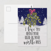 kerstmis vakantie Ik hou van je maretak pun grappi Briefkaart (Voorkant / Achterkant)