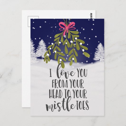 kerstmis vakantie Ik hou van je maretak pun grappi Briefkaart (Voorkant / Achterkant)