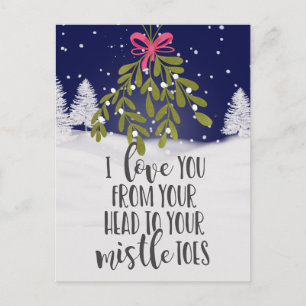 kerstmis vakantie Ik hou van je maretak pun grappi Briefkaart