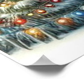 Kerstmis, vakantie, kerstman, slee, kerstboom poster (Hoek)