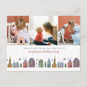 Kerstmis Vakantie leuke huizen Briefkaart van