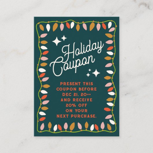 Kerstmis / Vakantie Retro Winkel Coupon Promotie (Voorkant)