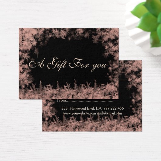 Kerstmis/vakantie roos gouden vorstcadeaubon visitekaartje (Bureau)