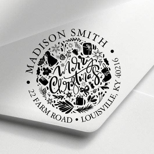 Kerstmis Vakantie Script Cute Retouradres Zelfinktende Stempel