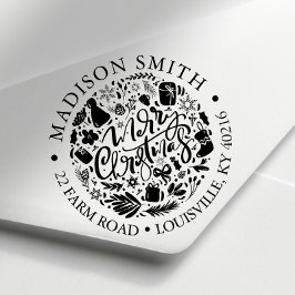 Kerstmis Vakantie Script Mopshuis Retouradres Zelfinktende Stempel