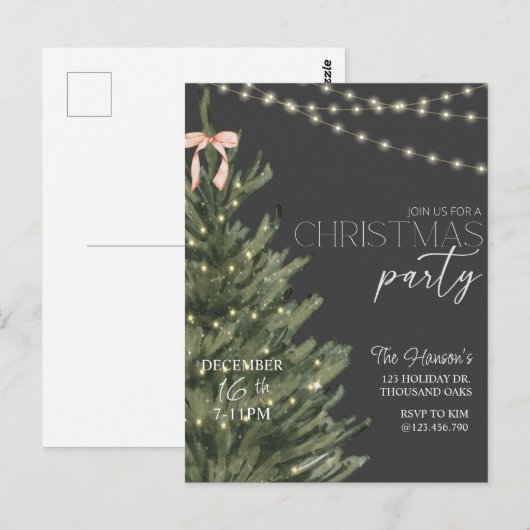 Kerstmis, vakantie uitnodiging, vakantie feest, briefkaart (Voorkant / Achterkant)