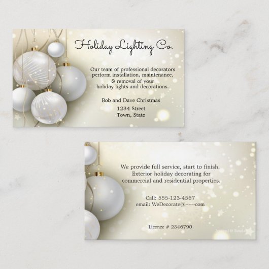 Kerstmis, Vakantie Verlichting, Decoraties, Douane Visitekaartje (Voorkant / Achterkant)