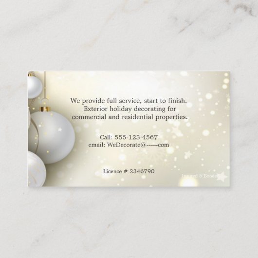 Kerstmis, Vakantie Verlichting, Decoraties, Douane Visitekaartje (Achterkant)