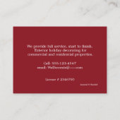 Kerstmis, Vakantie Verlichting, Decoraties, Visitekaartje (Achterkant)