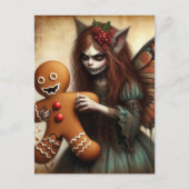 Kerstmis Vampier Elf Met Gemberkoek Briefkaart (Voorkant)