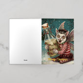 Kerstmis Vampier Kitty Met Melkflesje Folie Wenskaart (Buiten Laag)