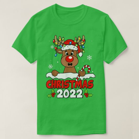 Kerstmis van 2022: rendiervakanties sneeuwbaasje t-shirt (Design voorkant)