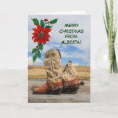 Kerstmis van Alberta Westerne Boot Holiday Card Feestdagen Kaart (Voorkant)