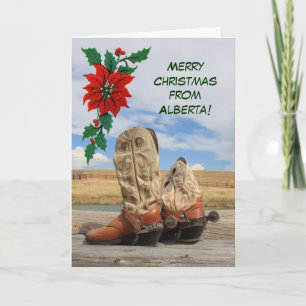Kerstmis van Alberta Westerne Boot Holiday Card Feestdagen Kaart