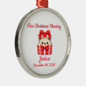 Kerstmis van baby Dumpling Metalen Ornament (Rechts)