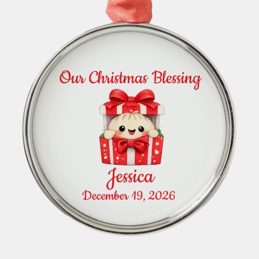 Kerstmis van baby Dumpling Metalen Ornament (Voorkant)