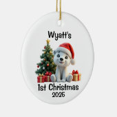Kerstmis van baby ijsbeer keramisch ornament (Rechts)