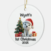 Kerstmis van baby ijsbeer keramisch ornament (Links)