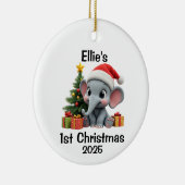 Kerstmis van Baby Olifant Keramisch Ornament (Rechts)
