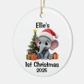 Kerstmis van Baby Olifant Keramisch Ornament (Links)