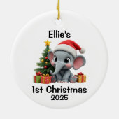 Kerstmis van Baby Olifant Keramisch Ornament (Achterkant)