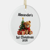 Kerstmis van baby teddybeer keramisch ornament (Rechts)
