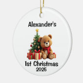Kerstmis van baby teddybeer keramisch ornament (Links)