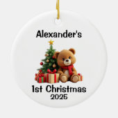 Kerstmis van baby teddybeer keramisch ornament (Achterkant)