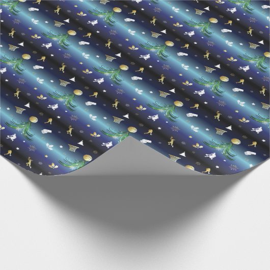 Kerstmis van Basketball Player Cadeaupapier (Hoek)