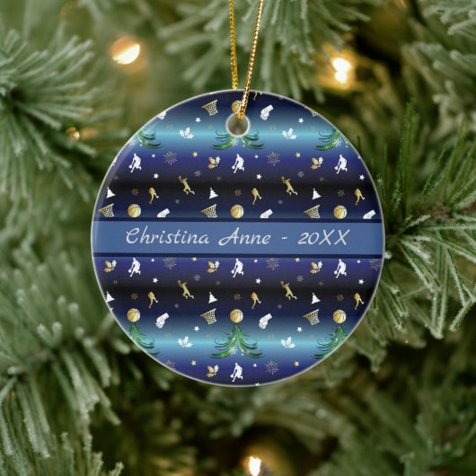 Kerstmis van Basketball Player Keramisch Ornament (Boom)