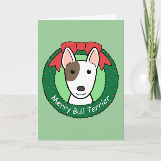 Kerstmis van bull terrier feestdagen kaart (Voorkant)