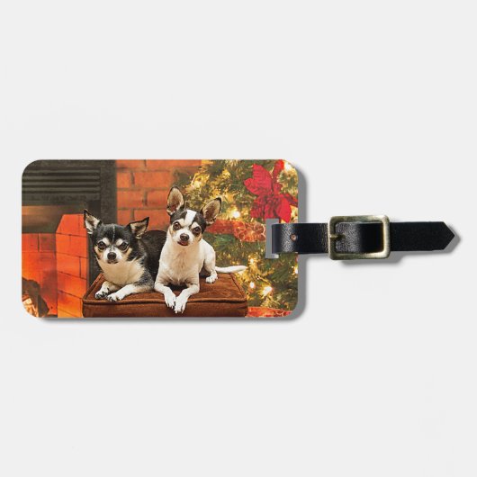 Kerstmis van Chihuahua Bagagelabel (Voorkant horizontaal)