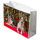 Kerstmis van Chihuahua Groot Cadeauzakje (Achterkant Gekanteld)