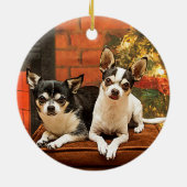 Kerstmis van Chihuahua Keramisch Ornament (Achterkant)
