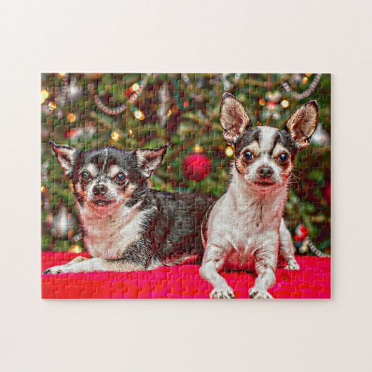 Kerstmis van Chihuahua Legpuzzel (Horizontaal)
