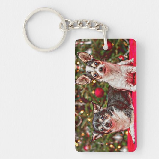 Kerstmis van Chihuahua Sleutelhanger (Voorkant)