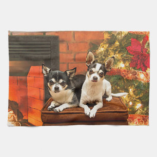 Kerstmis van Chihuahua Theedoek
